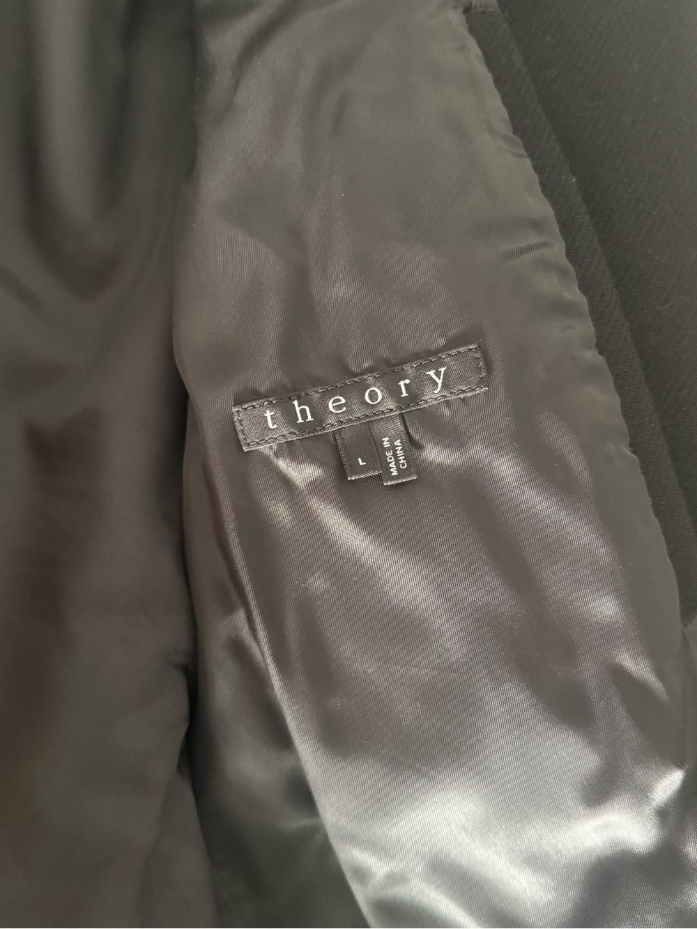 Men's Theory Black Stand-Collar Wool Coat - Picture 3 of 3